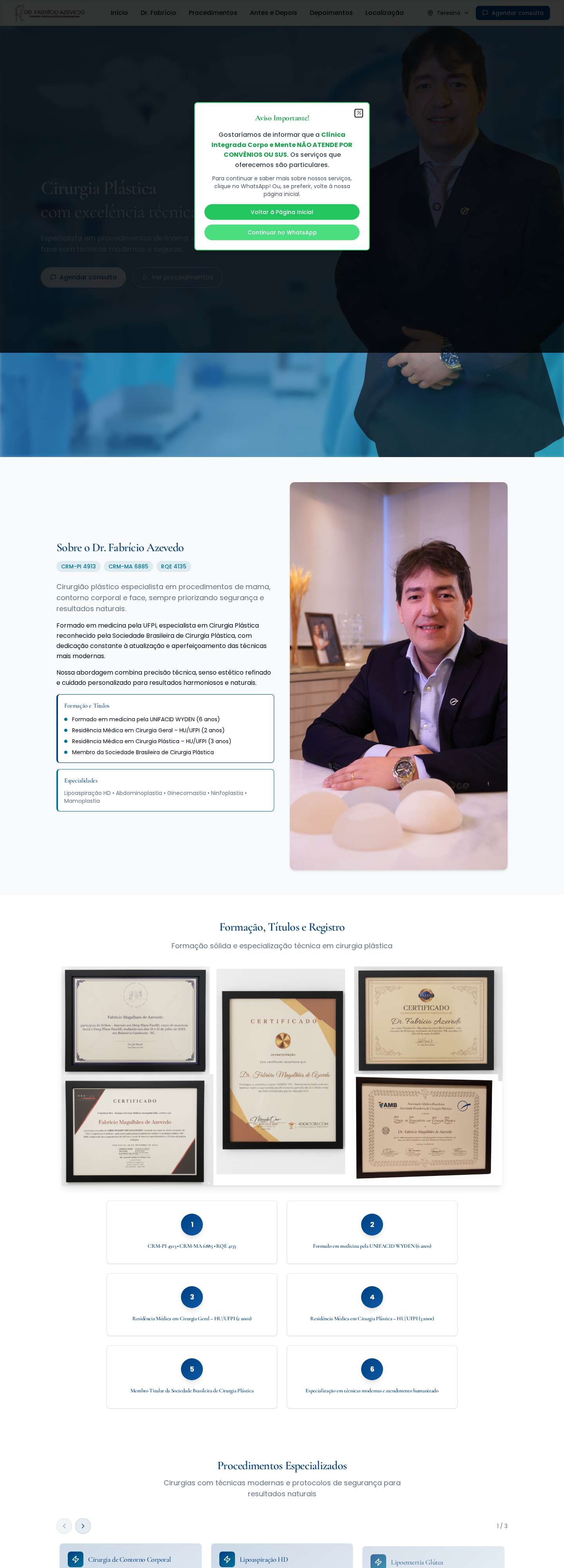 Print do projeto Dr. Fabrício